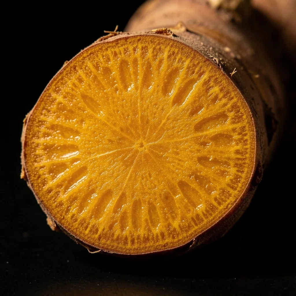 Macro view of raw turmeric root used in natural supplement sourcing