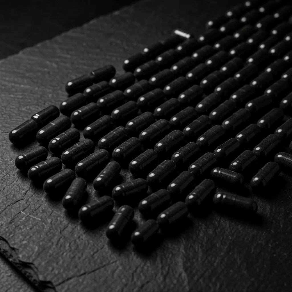 Natural vitality capsules photographed in high contrast