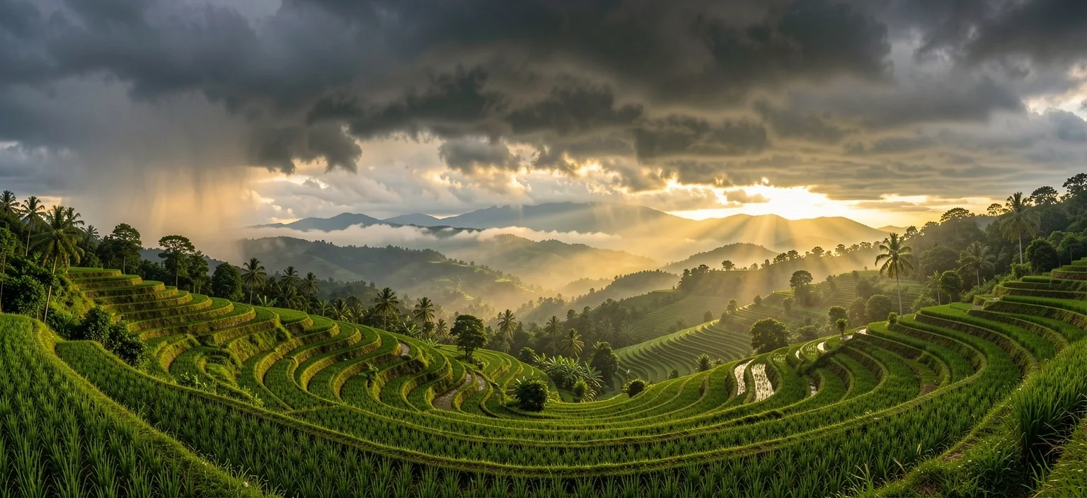 Indonesian landscape during seasonal transition